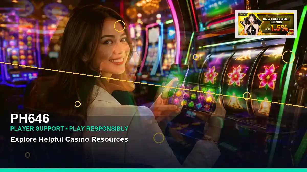 PH646 layered collage lucky reels online slot games highlighting mobile-friendly casino play