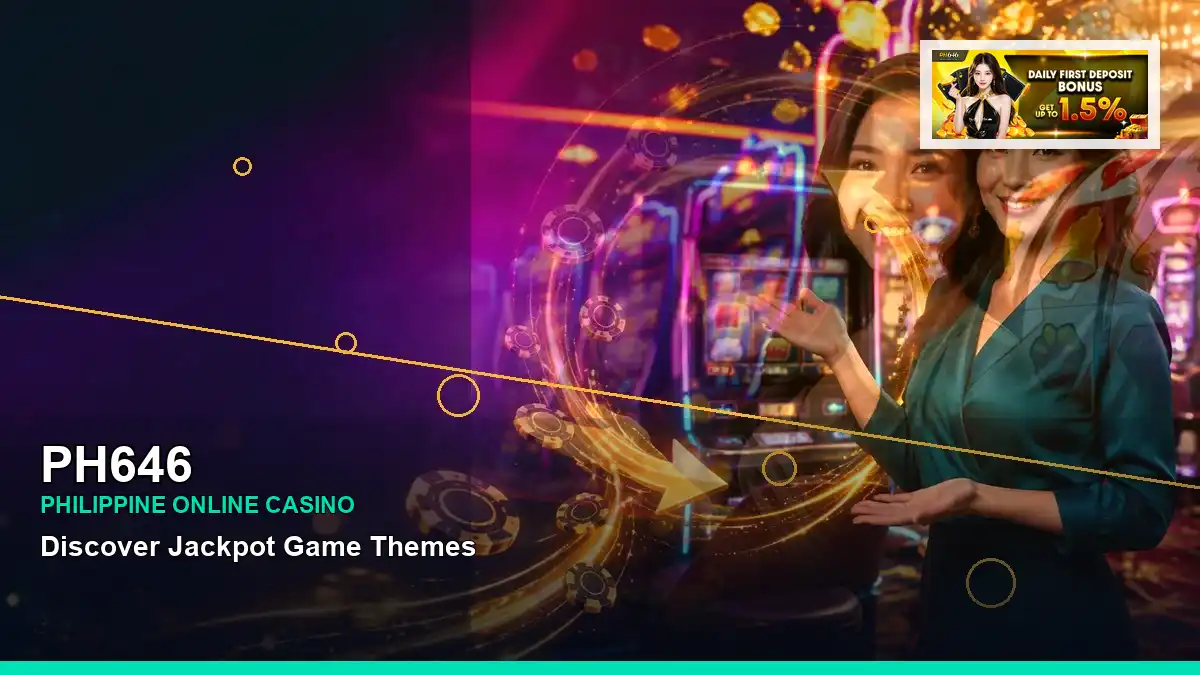 PH646 gold jackpot slot games featuring an adult Filipina casino host with a right-framed composition — view 2