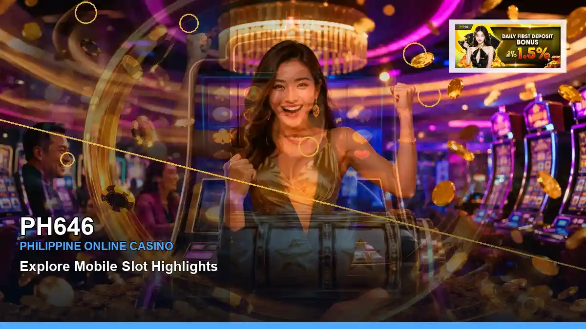 PH646 luxury online slot games featuring an adult Filipina casino host with a right close-up composition