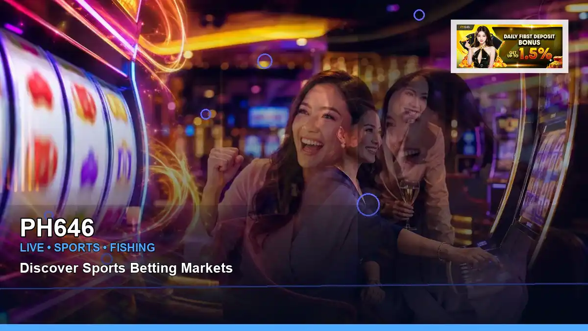 PH646 night online slot games featuring an adult Filipina casino host with a right-diagonal composition